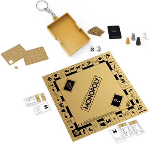 Hasbro Mini Monopoly Gold - Sleutelhanger spel voor onderweg - 8+