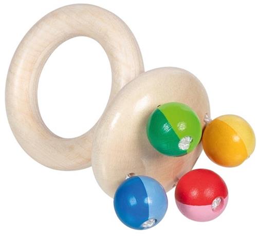 Goki houten rammelaar regenboog baby speelgoed kleurrijk.