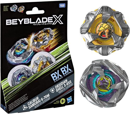 Beyblade X Calibur Samurai 6-70M BX en Obsidian Shell 3-85S BX Duopack-set