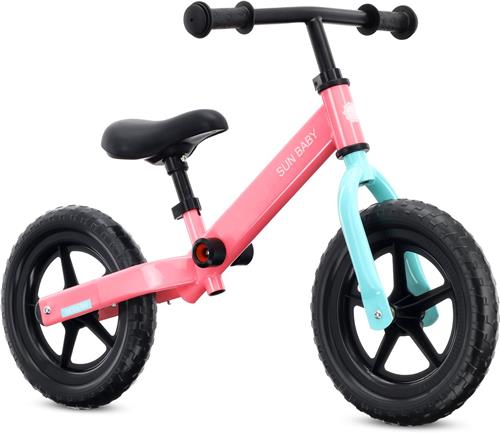 sun baby Loopfiets voor Kinderen Modern - 2 jaar, Loopfietsen, stalen frame, EVA-wielen, verstelbaar zadel en stuur - Roze-munt