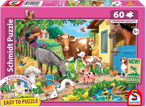 Schmidt - Legpuzzel - Boerderijdieren - 60 stukjes - Kinderen - vanaf 5 jaar