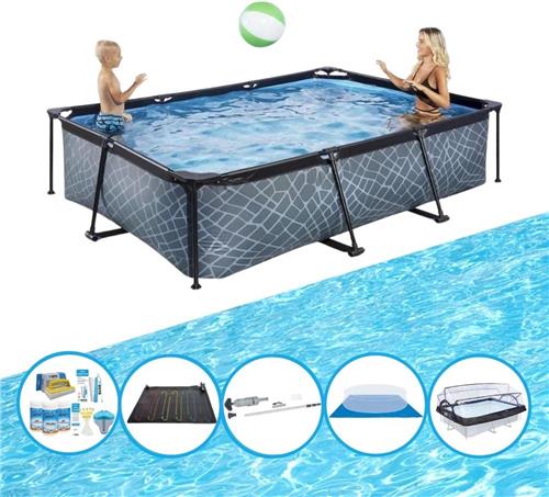 EXIT Zwembad Stone Grey - 300x200x65 cm - Frame Pool - Met accessoires
