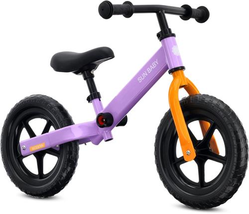 sun baby Loopfiets voor Kinderen Modern - 2 jaar, Loopfietsen, stalen frame, EVA-wielen, verstelbaar zadel en stuur - Lila-oranje