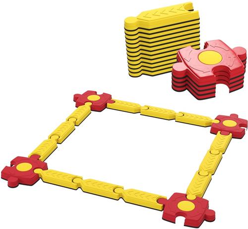 Balansparcours Kind  Balansset  Evenwichtsbaan  Motoriekspel  Speelparcours  Geel/Rood  Duurzaam Kunststof  Flexibel Modular