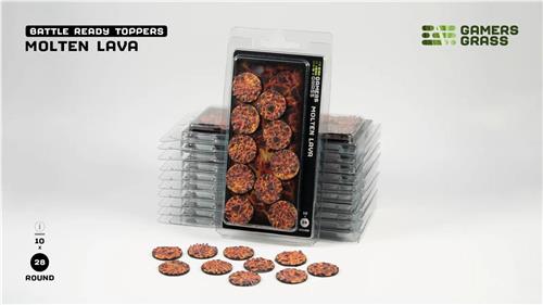 Molten Lava Bases Pre-Painted (10x 28mm Round)
