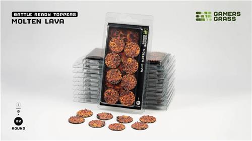 Molten Lava Bases Pre-Painted (8x 32mm Round)