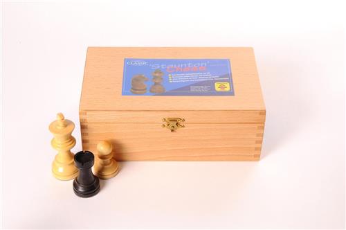 CHESSMEN POLISHED BOXWOOD BLACK/NATURAL - KING 76 MM
