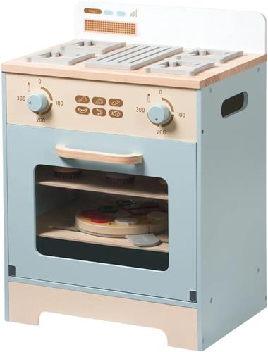 HHHK - Houten Speelgoed Oven - Blauw - Kinderkeuken - Houten Keuken Speelgoed - Houten Keukentje - Kinderkeuken Speelgoed