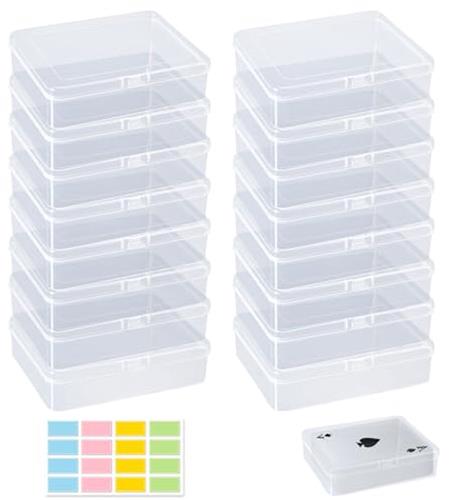 UltiluxeÂ® Opbergbox Kaarten - 16 Stuks - Speelkaarten Box - Kunststof Opbergdoos - 10,5 x 7,5 x 2,5 cm - Met Deksel - Transparant
