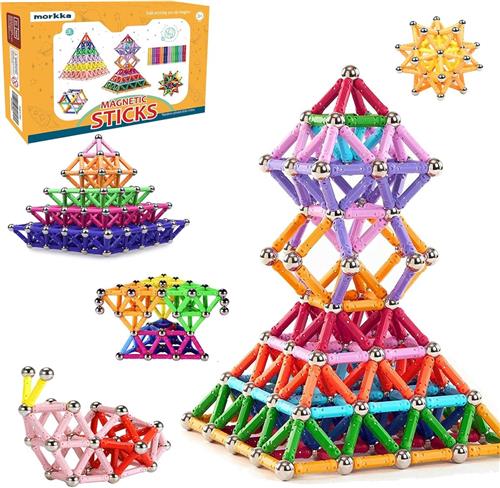 Magnetisch Bouwspeelgoed 220-delig - Montessori Magnetische Blokken en Staven Speelset - Educatief Constructiespeelgoed Kinderen - Stapelspel Magneten - Creatief STEM Speelgoed Jongens en Meisjes