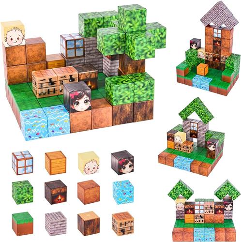 Magnetisch Bouwspeelgoed 60-delig  Magnetische Bouwstenen voor Kinderen  STEM & Montessori Speelgoed  Educatief Constructiespeelgoed vanaf 3 Jaar  Cadeau voor Jongens en Meisjes  Magneten Blokkenset