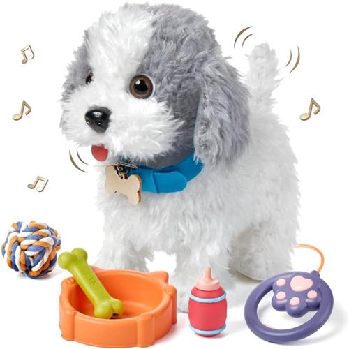 Interactieve Wandelende Hond Knuffel - Elektronisch Speelgoedhondje voor Kinderen 3+ - Blaft, Likt en Wandelt aan de Lijn - Pluche Puppy Speelgoed - Loop- en Blaffende Hond