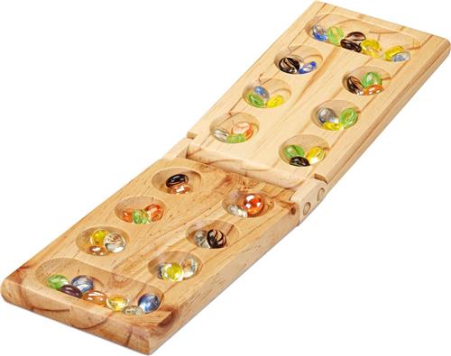 Relaxdays kalaha spel - mancala - mankala - bordspel - bonenspel - hout - reisspel - bord