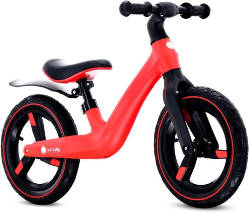 sun baby Loopfiets voor Kinderen Sport - 2 jaar, Loopfietsen, nylon frame, luchtbanden, verstelbaar zadel en stuur - Rood