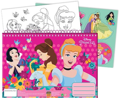 Disney Princess Lente A/4 spiraalschetsboek met 40 vellen en stickers