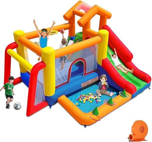 Springkasteel met Ventilator 343x280x203cm  3-8 Jaar  EN71 Gecertificeerd  Binnen & Buiten