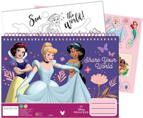 Disney Princess Your World A/4 spiraalschetsboek met 40 vellen en stickers