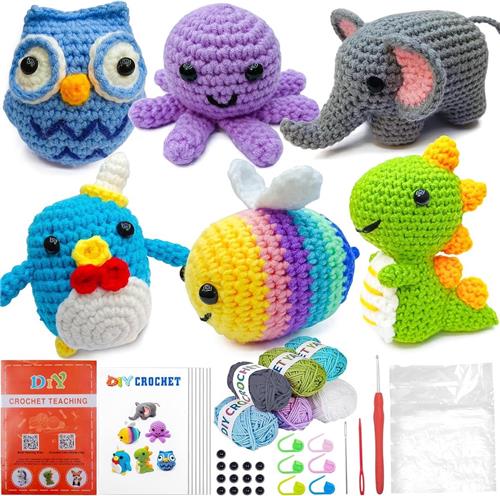 BOTC Haakpakket voor beginners -Beginners haakset - Amigurumi haakpakketten - 6 stuks