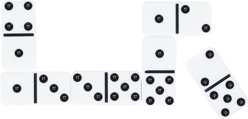 DOMINO 2,4x4,8x0,6cm, 28 witte blokjes, plastiek, 4+