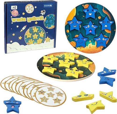 Emoji speelgoed - Houten puzzel Face Change Cube met draaibaar mechanisme