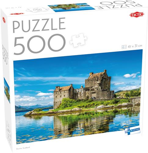Tactic Dornie, Scotland  Puzzel  500 stukjes  Eilean Donan Castle en Schots Hoogland  Schotland Landschap  Hoogwaardige Scandinavische Kwaliteit