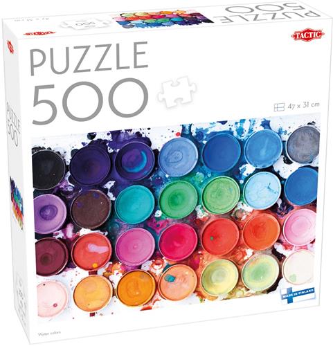 Tactic Water Colors  Puzzel  500 stukjes  Kleurrijke Waterverf Palet  Creatieve Kunst en Schildermaterialen  Hoogwaardige Scandinavische Kwaliteit