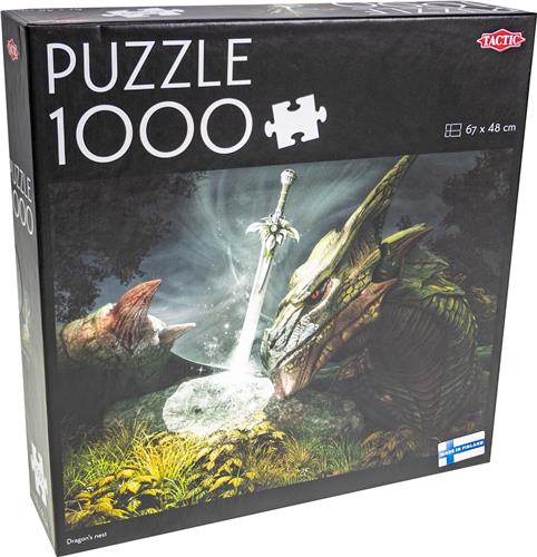 Tactic Dragons Nest  Puzzel  1000 stukjes  Epische Fantasy met Draken  Mystiek Zwaard in het Woud  Hoogwaardige Scandinavische Kwaliteit