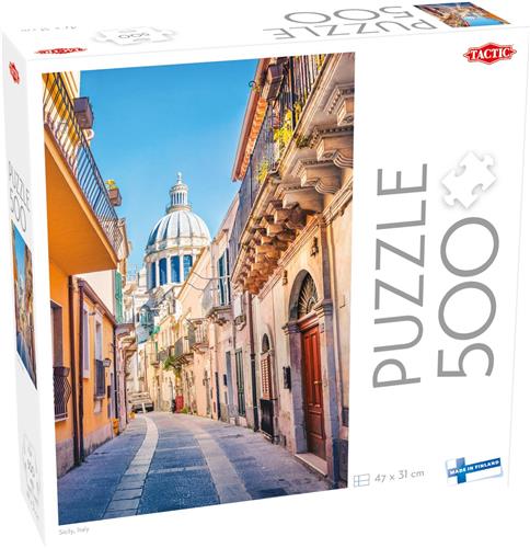 Tactic Sicily, Italy  Puzzel  500 stukjes  Italiaans Kustlandschap op SiciliÃ«  Middellandse Zee en Historisch Dorp  Hoogwaardige Scandinavische Kwaliteit