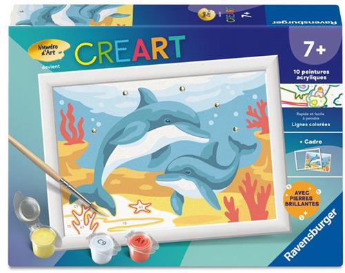 Ravensburger  CreArt Kids 13x18cm  Schilderen op nummer  Dolfijnen en koraal  Schilderen op nummer set  Leeftijd 7+  12023220
