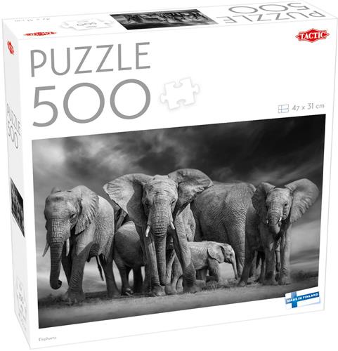 Tactic Elephants  Puzzel  500 stukjes  Olifanten in Afrikaanse Savanne  Wilde Dieren en Natuur  Hoogwaardige Scandinavische Kwaliteit