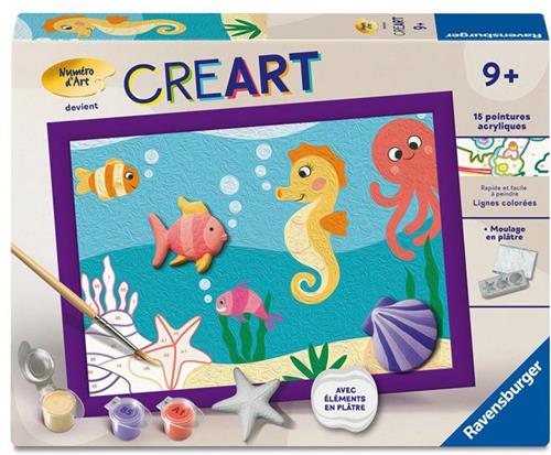 Ravensburger  CreArt Kids 18x24cm  Schilderen op nummer  Oceaan  Gips Editie  Schilderen op nummer set  Leeftijd 9+  12023234
