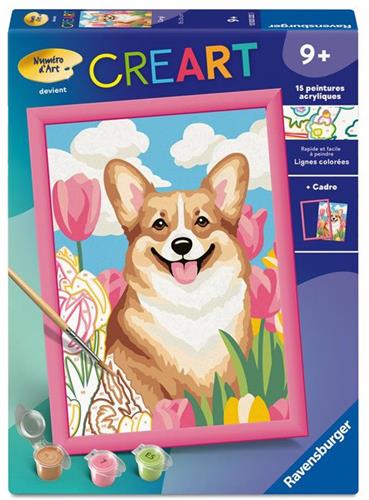 Ravensburger  CreArt Kids 18x24cm  Schilderen op nummer  Corgi  Schilderen op nummer set  Leeftijd 9+  12023222