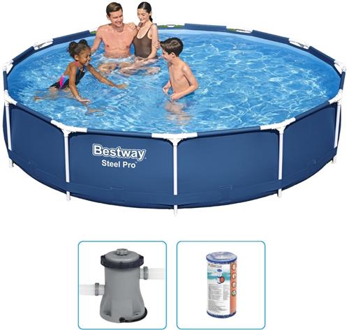 Bestway Steel Pro Zwembad - 366x76 cm - Rond - Met filterpomp - Zwembad - Filterpomp - Zwembad Met Filterpomp - Opzetzwembad - Ronde Zwembad