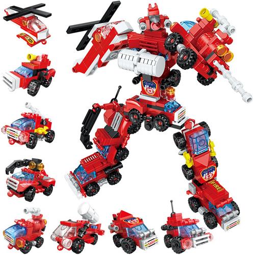 UltiluxeÂ® Bouwset Robot - 8 stuks - Bouwpakket voor Kinderen - Constructie speelgoed set - Voertuigen voor Jongens - Rood