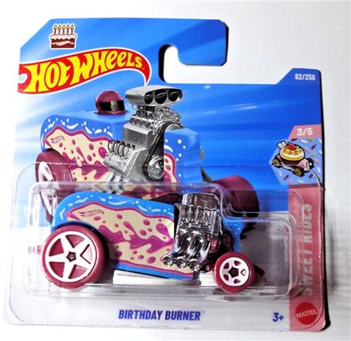 HOT WHEELS BIRTHDAY BURNER BLUE PINK 82/250 HW SWEET RIDES 3/5 SHORT CARD 2026