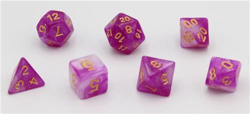 HOT Games dobbelstenen set Stardust paars/wit 7 stuks D&D.