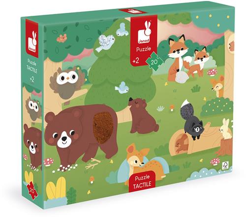Janod - Voelpuzzel - Bos - Houten puzzel - Sensorisch speelgoed - Vanaf 2 jaar