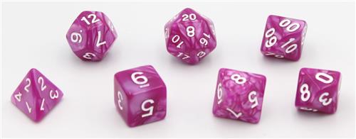 HOT Games dobbelstenen set roze parelmoer 7 stuks Dungeons & Dragons.