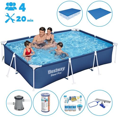 Bestway Rechthoekig Frame Zwembad - 300 x 201 x 66 cm - Blauw - Inclusief Accessoires