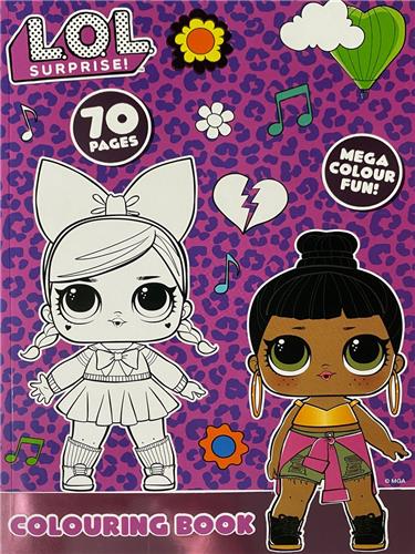 L.O.L. Surprise! - Kleurboek met 70 pagina's mega colour fun - colouring book - blondine met strik en donkere dame met knot