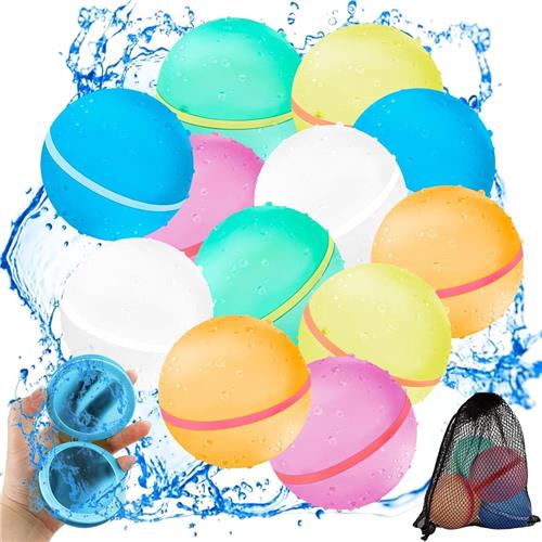Waterballonnen - van 3-12 Jaar - Herbruikbare Waterbommen voor Buitenplezier - Magnetisch - Zelfsluitend - Wegwerp - Waterspeelgoed - Zwembad Speelgoed - Buitenspeelgoed - Siliconen - 12 Stuks - Veelkleurig - van Imperatoris