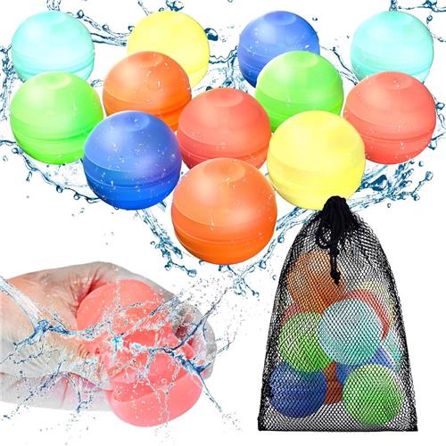 Waterballonnen met Gaaszak - van 3-12 Jaar - Herbruikbare Waterbommen voor Buitenplezier - Zelfsluitend - Wegwerp - Waterspeelgoed - Zwembad Speelgoed - Buitenspeelgoed - Siliconen - 12 Stuks - Veelkleurig - van Imperatoris