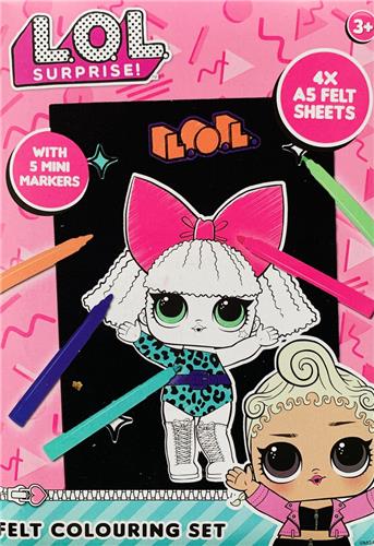 L.O.L. Surprise! velvet kleurplaten - Met 5 mini stiften - LOL SURPRISE - L.O.L. Surprise OMG - Knutselen meisjes - lol - Kleurboek - Meisje met strik