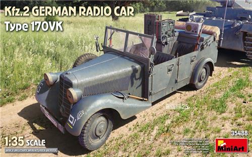 MiniArt Modelbouwpakket Militaire voertuigen - 35488 Kfz.2 Radiovoertuig Type 170VK WWII - Duitse Militaire Voertuig Plastic - 1:35 - Modelbouw