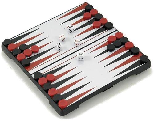 Backgammon cassette magnetisch zwart kunststof 24 cm