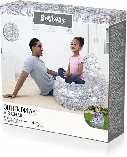 Bestway Glitter Opblaasbare Stoel 72x72x64 cm +3 Jaar Binnen en Tuin 75105