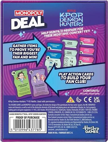 Hasbro Monopoly kaartspel KPOP Demon Hunters - gezelschapsspel.