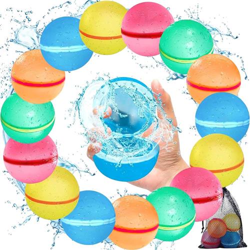 Waterballonnen met Opbergnetzak - van 3-12 Jaar - Herbruikbare Waterbommen voor Buitenplezier - Zelfsluitend - Wegwerp - Waterspeelgoed - Zwembad Speelgoed - Buitenspeelgoed - Siliconen - 15 Stuks - Veelkleurig - van Imperatoris