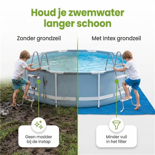 Intex Ovaal Prism Frame Zwembad - 503 x 274 x 122 cm - Grijs - Inclusief Pomp - Ladder - Grondzeil - Afdekzeil Stofzuiger - 8-delig