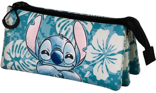 Karactermania - Disney - Lilo en Stitch - Aloha -F AN Triple Tekenetui - Potloden Etui met rits - Pennenetui 2.0 - Blauw